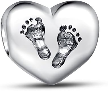 Glamulet Jewelry 925 Sterling Silver Footprints heart bead Fits Pandora
