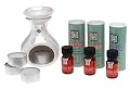 Aromavera Starter Kit 8-piece-Ceramic Diffuser, Oils, and Candles.
