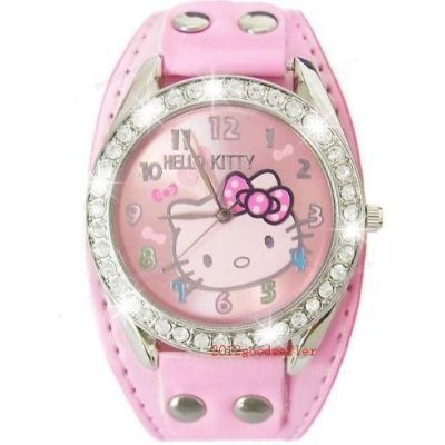 New Hello kitty Crystal Stones Quartz Watch in Pink.