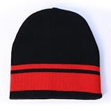 Urban Boundaries - Urban Boundaries Classic Striped Knit Beanie in black and red