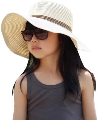 Hee Fly Girl's Foldable Straw Beach Sun Hat