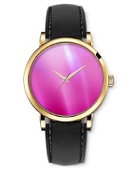 SPRAWL Aanalog Fashion Series Gold Ladies Watches of Genuine Black Leather Strap,Unique Wrist Watch for Women Girls Designed with Pink world