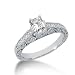1.0 Ct Diamond Engagement Ring Emerald Cut Antique Pave Style 14k White Gold SI3 H