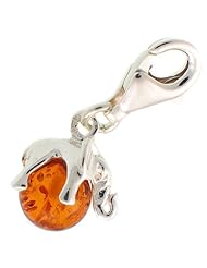 Welded Bliss Sterling 925 Silver Lucky Elephant Clip Charm Amber Orb Planet. WBC1032