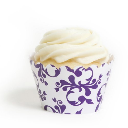 Dress My Cupcake Royal Purple Filigree Cupcake Wrappers, Set of 12