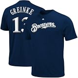 MLB Majestic Milwaukee Brewers #13 Zach Greinke Youth Navy Blue Player T-shirt (Small)