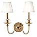 Menlo Park 2-Light Wall Sconce - Aged Brass Finish with Off White Faux Silk Shade