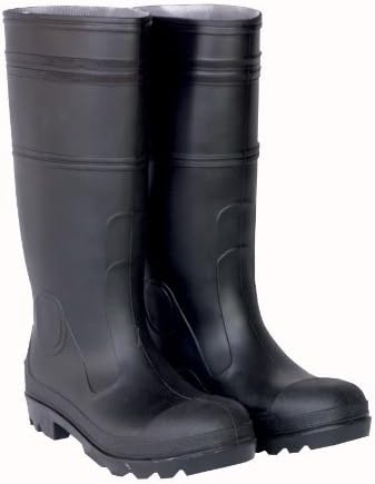 CLC Rain Wear R24014 Over The Sock Black PVC Rain Boot with Steel Toe, Size 14