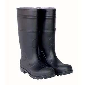 CLC Rain Wear R24007 Over The Sock Black PVC Rain Boot with Steel Toe, Size 7 by 