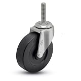Single Hard Rubber Wheel Furniture Caster, 2 Diameter with 3/8 x 1-1/2 Threaded Stem