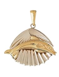 CleverEves 14K Gold Pendant Two Tone Shell with Dolphin 19.8 - Gram(s)