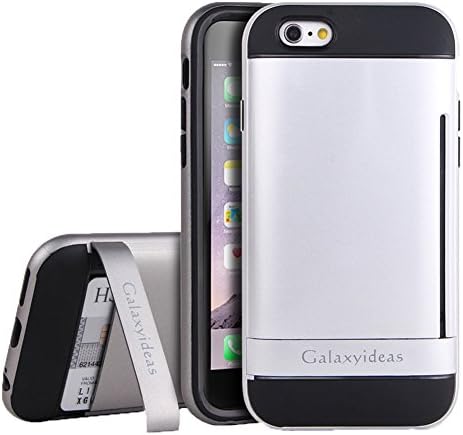 iPhone 6 Case,Zenken iPhone 6 Card Slot Case Protective Shell Shockproof Bumper Frame Case + Anti-scratches Hard PC Back Cover Skin ID Visa Card Case for iPhone 6&amp;6S 4.7 Inch(Silver)