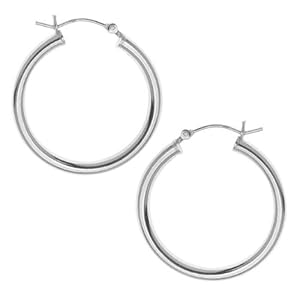 Sterling Silver Tube Hoop Earrings - Earring Hoops 30mm
