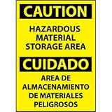 Bilingual Plastic Sign - Caution Hazardous Material Storage Area