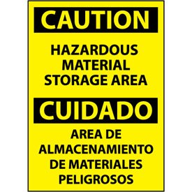 Bilingual Vinyl Sign - Caution Hazardous Material Storage Area