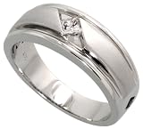 14k White Gold Comfort Fit Men's Diamond Band, W/ 0.20 Carat Princess ...