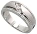 14k White Gold Comfort Fit Men\'s Diamond Band, w/ 0.20 Carat Princess Cut Diamond, 5/16\