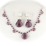 Purple Briolettes Swarovski Crystal Necklace Earrings 184