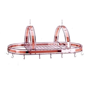 Copper Pot Rack with Chrome Accents