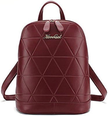 GCL Women's the New Candy-colored Leather Shoulder Bag Backpack Backpack College Wind (burgundy)
