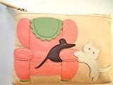 Ciccia Cat & Mouse Sand Leather Purse