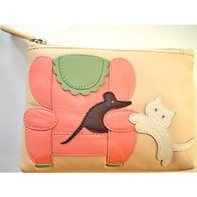 Ciccia Cat & Mouse Sand Leather Purse