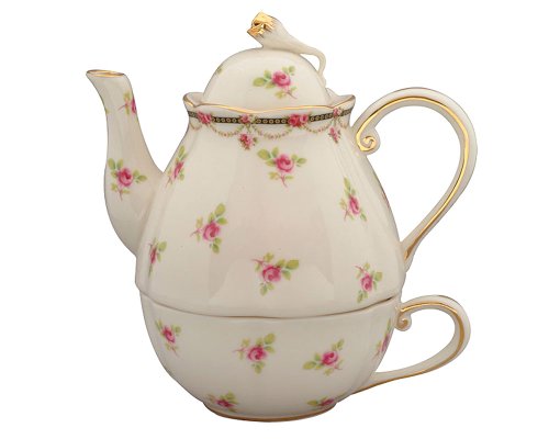 Best Cheap Gracie China Pink Petite Fleur Porcelain 3-Piece Tea Set for 1