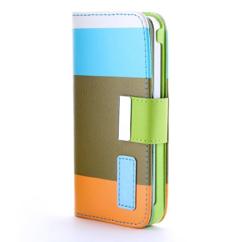 eBADA Premium Multi-Function Painting Series iphone 5 Wallet Leather Case Cover & Credit Card Holder and Phone Stand and Lanyard for iPhone 5 (5 Colors)