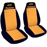 2 black and orange car seat covers for 2001 Chevrolet Camaro. by Designcovers
