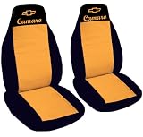 2 black and orange car seat covers for 2000 Chevrolet Camaro.