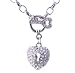 Silver Tone Cz Key and Heart Charm Pendant Necklace-memorial Day Sale