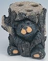 Northwood Bear In a Log Resin Bathroom 3 Brush Toothbrush Holder