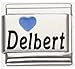 Delbert Dark Blue Heart Laser Name Italian Charm