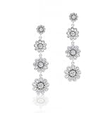 Mothers Day Gifts Bling Jewelry Bridal Sterling Silver Dangling Rose Chandelier Earrings
