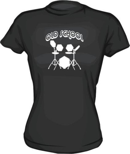 Click here to buy OLD SCHOOL Electronic Drum Set Drummers Logo Ladies Babydoll tee Shirt in 6 Colors Small thru XL.