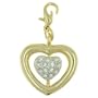 Rhinestone Big Heart Clasp Gold Charm Pendant