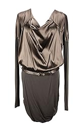 Cowl Neck Belted Silk  Dress