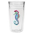 Colorful Caribbean Seahorse 12 oz Slimline Insulated Beverage Tumbler, Clear
