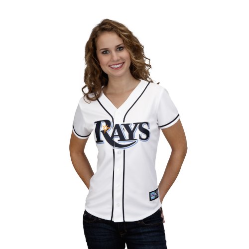 MLB Women's Tampa Bay Rays David Price White Home Short Sleeve 5 Button Synthetic Replica Baseball Jersey Spring 2012  (White, Medium)