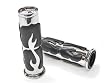 Motorcycle Molded Rubber Chrome Flame Hand Handlebar Grips Grip Custom High Quality Chrome Billet Grips Fits Cruisers, Choppers, Harley Davidson, Suzuki, Kawasaki, Yamaha, Honda, Metric Motor Bikes, Hogs with 1 inch Throttle Grips Bar Ends