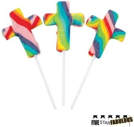 Assorted Swirl Cross Shaped Lollipops (1 dz) by FiveStar Fabulous
