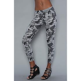 Buy *NYC Boutique The Newspaper Legging in Gray,Leggings for Women