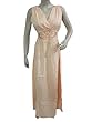 Peach Maxi Dress, Deep V Neck Cinched Waist Long Boho Dress S / M