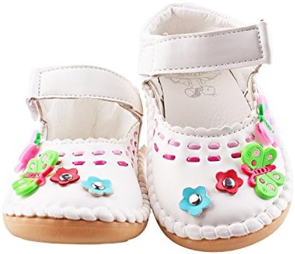 Lovefoot Baby Kids Girls Toddler Faux Leather Mary Jane Flats Crib Shoes, Rubber Sole Baby First Walkers