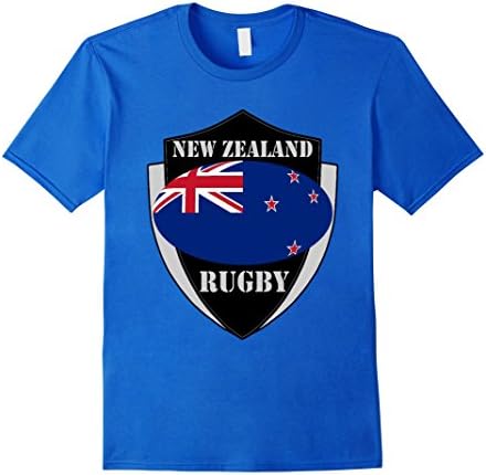 Men's New Zealand Rugby Fan Shirt Black Shield T-Shirt XL Royal Blue