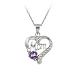 Sterling Silver, Diamond-Accent and Amethyst Mom Heart Pendant Necklace, 18