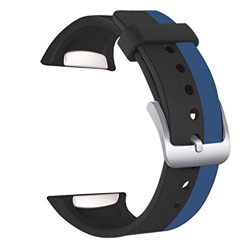 Samsung Gear S2 Smart Watch Band - FanTEK Soft Silicone Sport Style Replacement Band for Samsung Gear S2 Watch SM-R720 SM-R730 Version Only (Black and Blue)