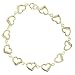 18kt Gold over Sterling Silver Textured Heart 7.25in Link Bracelet