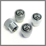 Dodge RAM Black Logo Solid Brass Tire Stem Valve Caps
