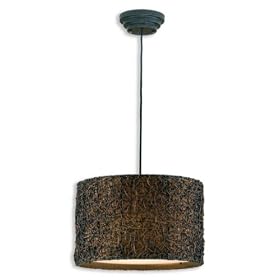Uttermost 21103 Knotted Rattan 3 -Light Hanging Shade, Espresso Finish by Uttermost